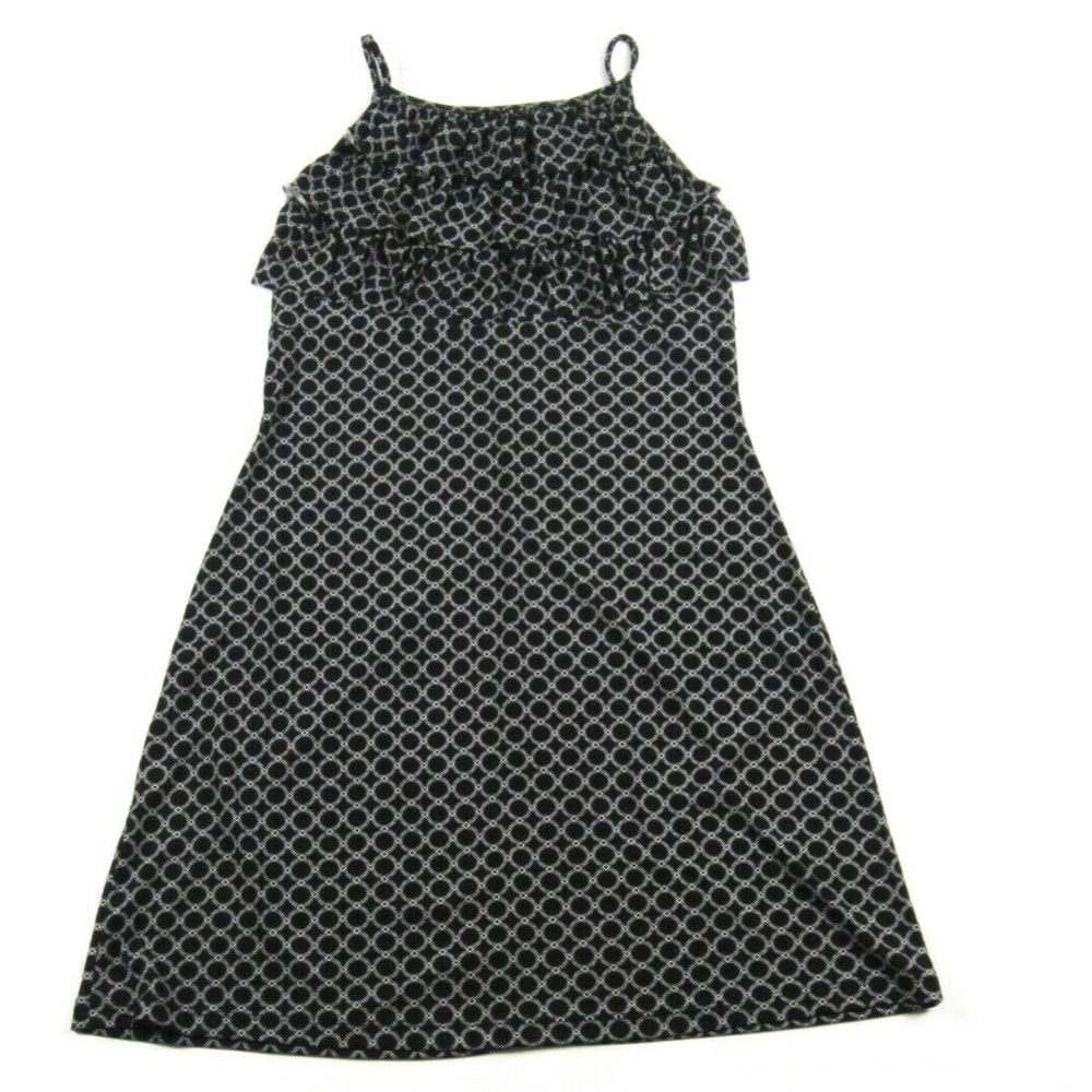 SWEET STORM Black With Prints Ruffled Dress Size L